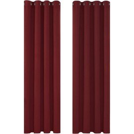 Deconovo Deconovo Super Soft Ring Top Curtains Thermal Insulated Blackout Eyelet Curtains for Girls Room 55x96 Inch Two Panels Red