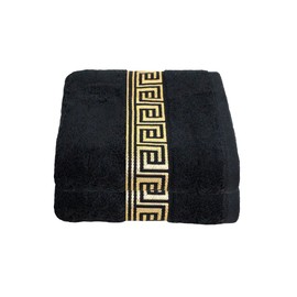 Julie Julsen Pack of 2 Bath Towels 23 Colours Available Soft and Absorbent 600gsm Öko Tex 70 x 140 cm Black/Gold
