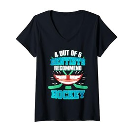 Hockey Fan 4 out of 5 Dentists Recommend Hockey V-Neck T-Shirt