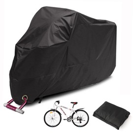 Meisax Bicycle Cover Waterproof 200 x 70 x 110 cm, Bicycle Cover, Windproof, Dustproof, 210T Oxford Fabric Tarpaulin Bicycle, Motorcycle, Bicycle Rain Cover with Storage Bag, Black