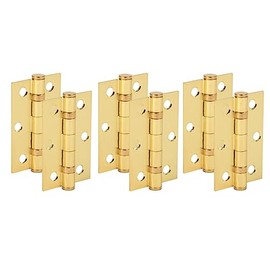 HANDLEZONE® Door Hinges 3 Pairs 76mm / 3 inch Ball Bearing, with Screws - Satin Brass