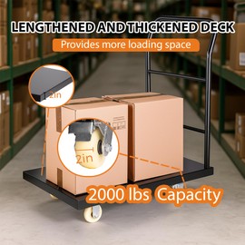 Cxforste Platform Truck 2000 Lbs Capacity Steel Flatbed Cart, 36" x 24" Push Cart Dolly, Black Platform Cart for Luggage Moving