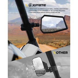 Xprite UTV Side Mirrors Fits 1.75"-2 Inch Roll Bar Cage, Heavy-Duty Aluminum America Flag Rear View Mirror Adjustable Bracket for Off-Road Polaris RZR XP Can-Am Maverick X3 Kawasaki Teryx Mule Yamaha
