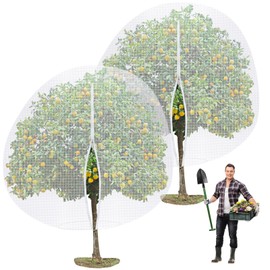Vincreem 2 Pcs 12 x 12 ft Large Fruit Tree Netting Bags Garden Plant Protector with Zipper and Drawstring Blueberry Bushes Netting Covers Plant Protection Mesh Net Bags from Insect Bug Cicada