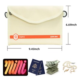 OOPTRA Fireproof Document Bag (Beige) – Waterproof Zipper – Lightweight & Portable – for Home, Office & Travel – Holds Files, Cash, Passport, Valuables – Fire & Water Resistant – with External Buckle