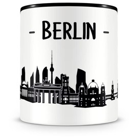 Samunshi® Berlin Skyline Coffee Cup / Tea Cup Height 95 mm / D 82 mm Black