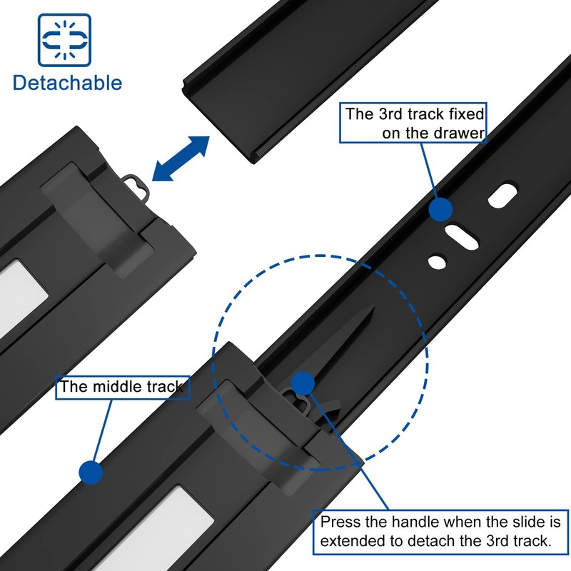 VADANIA 18" Soft Close Drawer Slide, #VK1245, 3-Fold Full Extension,