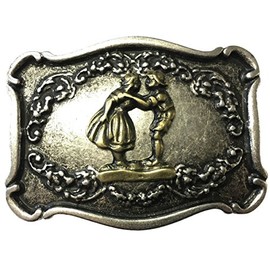 BELTINGER Belt Buckle Madl and Bua 4.0 cm | Buckle Interchangeable Buckle Belt Buckle 40 mm Solid | For Traditional Costume, Bicolour S/G