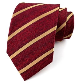 Kihatwin Ties for Men Red Champagne Striped Patterned Accessory Evening Dress Silk Neckties