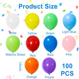 iwiio Balloons 100 Pack - Birthday Balloons for kids Assorted Rainbow Balloons Support Helium/Air Baloons Party Balloons Colourful Balloons for Birthday Party Wedding Baby Shower Decorations