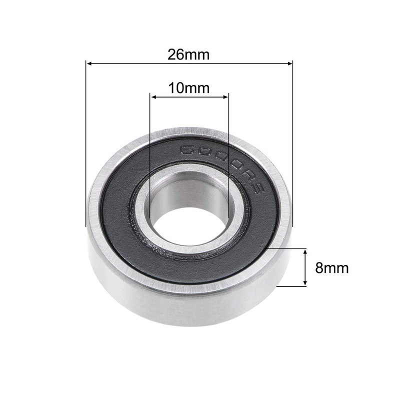 sourcing map 6000-2RS Deep Groove Ball Bearing 10x26x8mm Double Sealed
