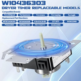 Upgraded WPW10436303 W10436303 Dryer Timer Replacement - Exact Fit for Whirlpool, maytag, Kenmore, Amana Dryer - Replaces WPW10436303, 2311873, AP6021393, 418-618-20-B5 - with Overheat Protection