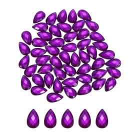 sourcing map 50PCS Flat Back Acrylic Teardrop Gems 6x10mm Artificial Rhinestones for DIY Crafts Bead Wedding Party Face Painting Jewelry Making Purple