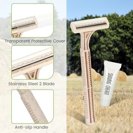 Kit de afeitado desechable de paja de trigo ecológico: 100 maquinillas de afeitar de paja de trigo y crema de afeitar (10 g) a granel, selladas indivi