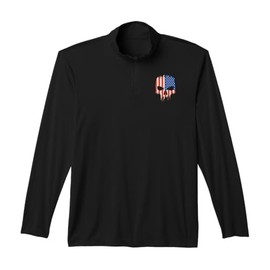 Independence Day 4th July USA Flag America Liberty Skull Performance Quarter-Zip Top
