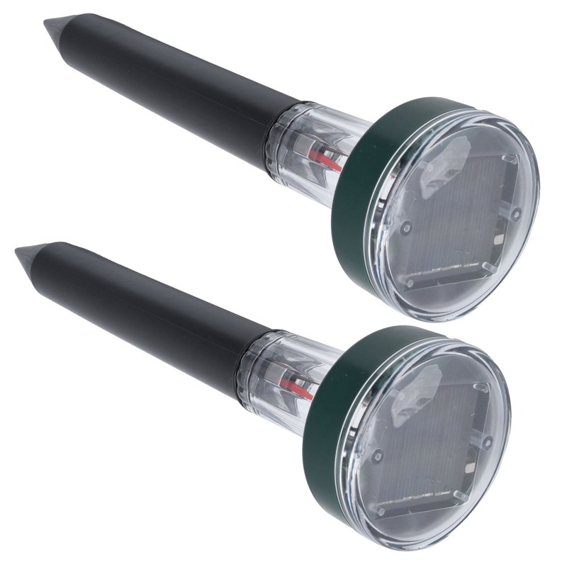 2PCS LED Mouse Expeller Ultrasonic Solar Snake Repeller Ground Insertion