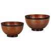 Yamanaka Lacquer Range Keyaki Sensuji Heathered Soup Bowl & Bowl