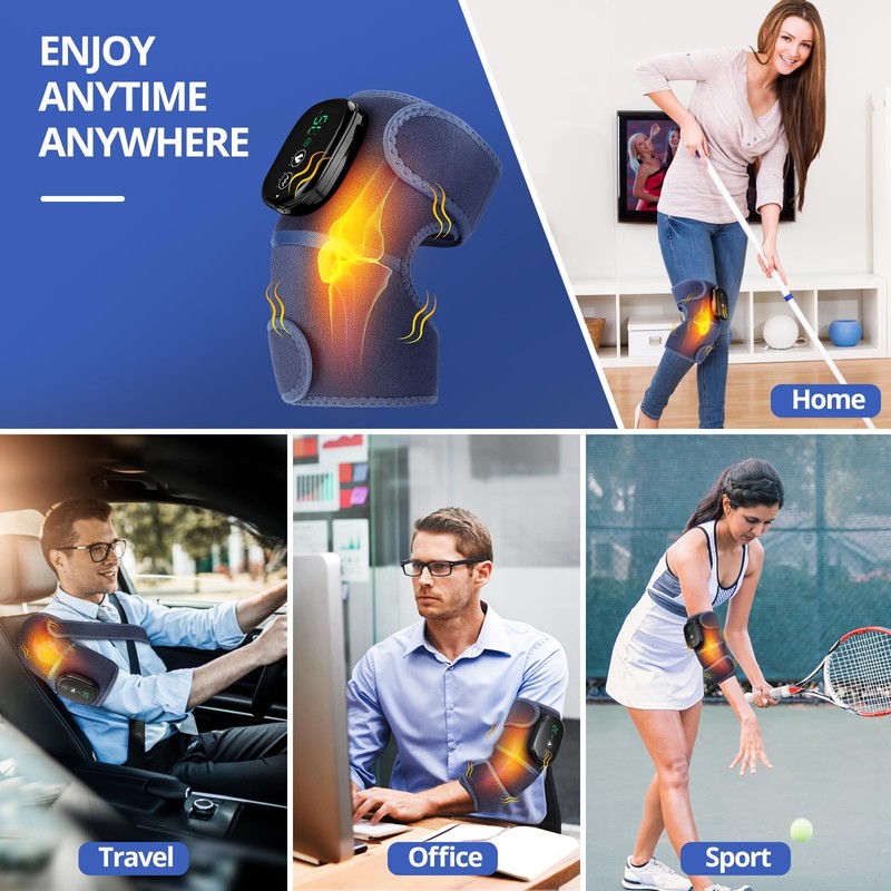 MOAJAZA Cordless Knee Massager with Heat and Vibration, Heating Pad