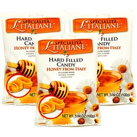 Serra Le Italiane, Italian Natural Hard Candy Filled With Honey From Italy, 3.5 oz (Pack of 3)