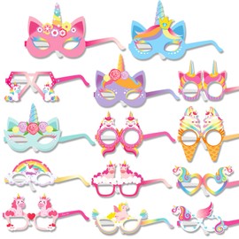 DPKOW 28pcs Unicorn Party Glasses Masks for Girls Birthday Party Favor Unicorn Party Costume Accessories Unicorn Photo Props