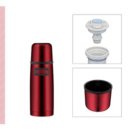 THERMOS LIGHT & COMPACT BEVERAGE BOTTLE 0.35 L, cranberry red, thermos flask, stainless steel, insulated bottle with drinking cup, 12 hours hot / 24 hours cold, dishwasher safe, completely leak-proof,