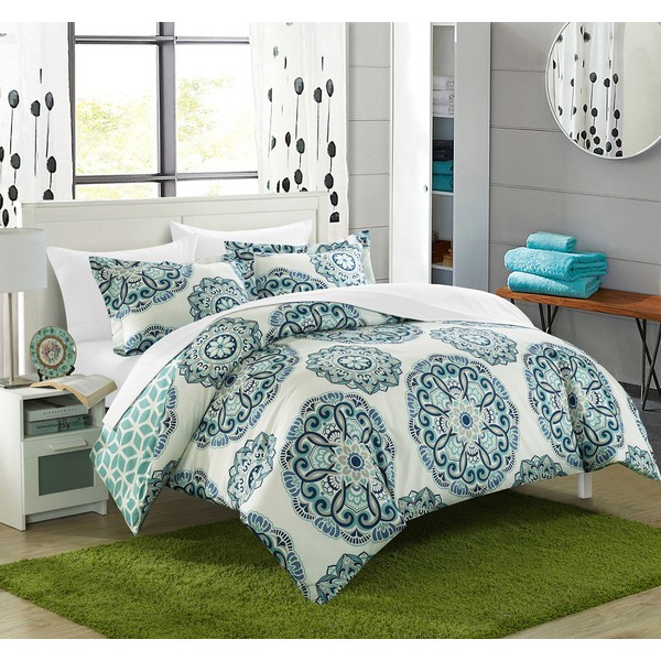 Chic Home Ibiza 2 Piece Duvet Cover Set Bedding with Decorative Shams, Twin, Green