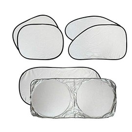 TOTMOX Car Sunshade Cover Auto Windshied Window Sun Shade Visors Block Set Durable Silver 6pc