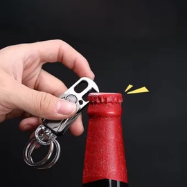 Heavy-Duty 2-in-1 Keychain: Bottle Opener & Fidget Spinner with Dual Key Rings for Car, House, Shop, and Office