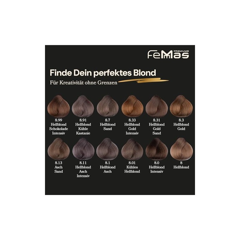 FemMas Haarfarbe Hellblond Gold 8.3 I Haarfarbe mit Arganöl, Keratin