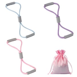 Resistance Bands with Handles - Set of 3 Fitness Bands for Full-Body Workouts, Yoga & Strength Training - Stretch Bands for Exercise with Carry Bag - Ideal for Resistance Band Women & Men (Pink, Purpl