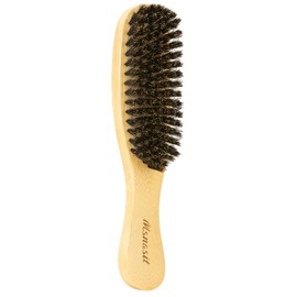 Msnasit Boar Bristle Slick Back Hair Brush for Women, Smoothing Hair, Anti Frizz, Edge Control, Bamboo Hairbrush for All Hair Style-Regular