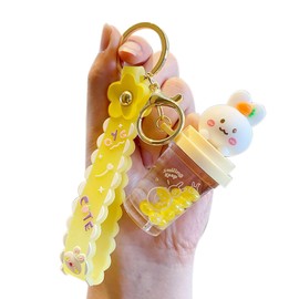 BEXOA Cute Keychain Kawaii Liquid Floating Boba Keychains Accessories Car Key Ring Cartoon Backpack Charms for Girl Women