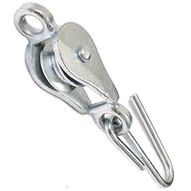 WASHING LINE WIRE ROPE PULLEY WITH HOOK GALVANISED STEEL ( pack of 3 )
