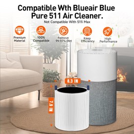 Blue Pure 511 Filter Replacement - 2 Pack, Compatible With Blueair 511 Air Cleaner, 3-In-1 True HEPA & Activated Carbon Filter
