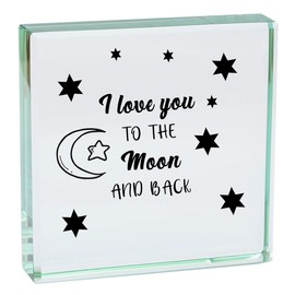 I LOVE YOU TO THE MOON AND BACK Glass Ornament Romantic gifts presents for him her Mothers Fathers my your Girlfriend Boyfriend Wife Husband Fiance Birthday Day Wedding Anniversary