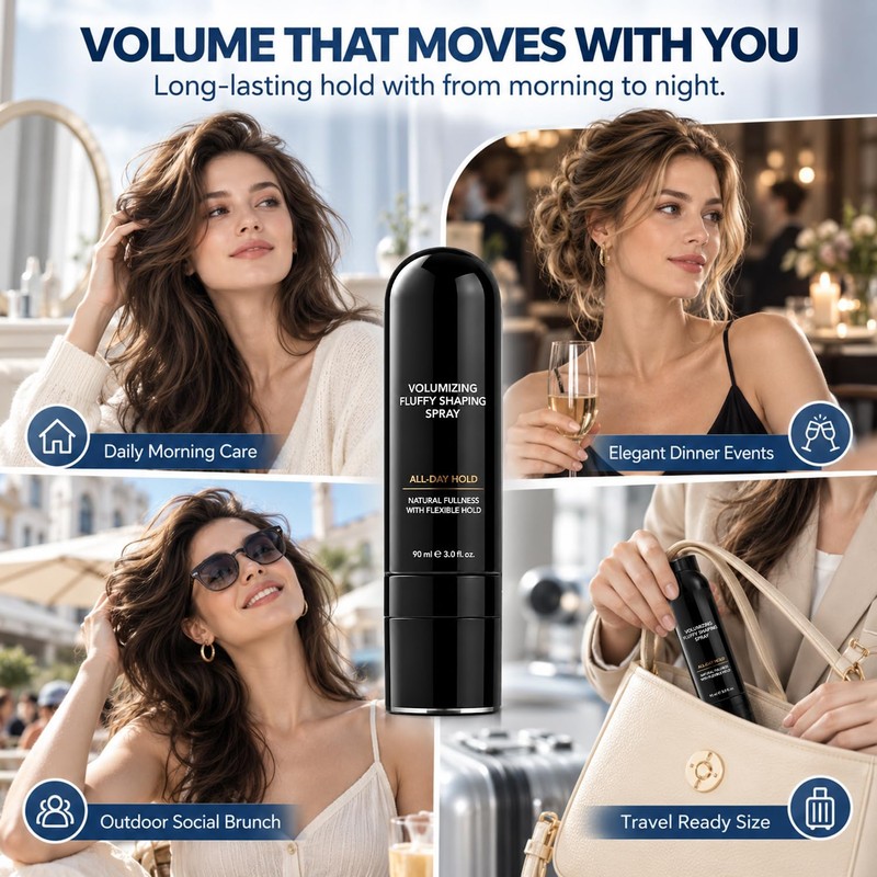 2Pcs Fluffy Hair Shaping Spray,Fluffy Volume Hair Spray,Lightweight Bouncy Texture,Volumizing