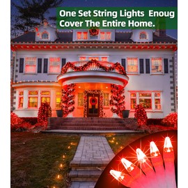 750 LED 240FT Christmas Lights Outdoor, 12 Pro Modes & Timer Memory Christmas Tree Light, Plug in Waterproof Clear Wire Twinkle Light for Xmas Yard Tree Wedding Party Decorations (Red)