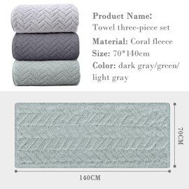 YURIRIA Toallas de Baño 3Packs Ultra Suaves Juego De Toallas Absorbentes de Gran Tamaño, Toalla de Microfibra de Secado Rápido para Baño, Hotel, Hogar, Piscina(Gris Oscuro + Gris Claro + Verde)