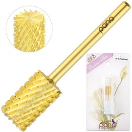 Pana USA Professional 3/32" Big Pink & White Nail Drill Carbide Bit- (Gold, Coarse)