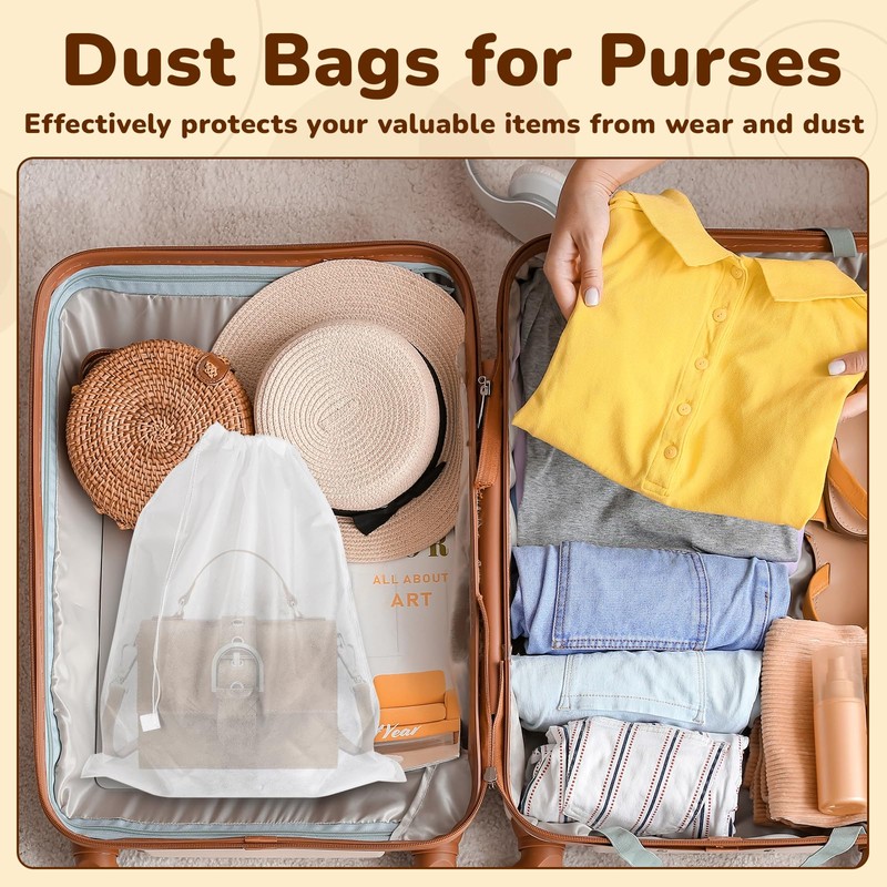 Lirakel Dust Bags for Handbags, 12-Pack 15.7x19.7 Inch Multi-Purpose Reusable