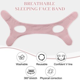 ZKGYUS Wiederverwendbare V-Linienmaske,V-Linien-Lifting-Maske, Gesichtslifting-Bandag,Rosa