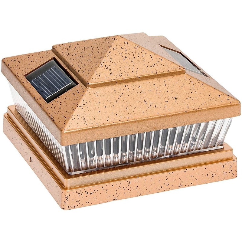 RELIGHTABLE 2 Pack Solar Square Top Pointed Post Cap Lights