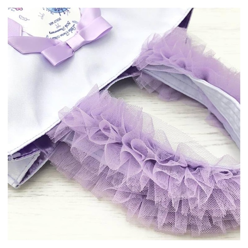 マイメロディ&リトルツインスターズ x DOLLY MIX フリルスクエアハンドバッグ ライトパープル