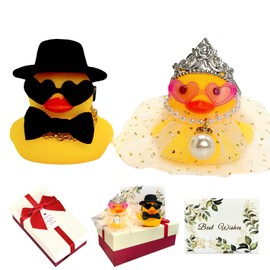 JXAXD Pack of 2 Squeaky Duck Wedding Gifts for Bride and Groom, Wedding Gift Funny for Newlyweds, Bath Ducks, Bridal Couple, Car Decoration Wedding for Ceremony, Souvenir, Heartwarming Gift