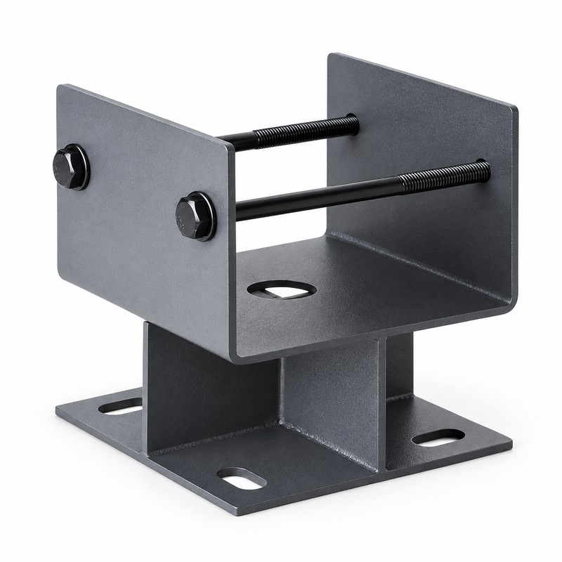 6x6 Elevated U-Shaped Steel Post Base Bracket for Wood Posts
