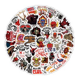 56Pcs The Hellfire Club Stickers Pack, TV Show Aesthetic Waterproof Vinyl Sticker Decals for Water Bottle,Skateboard,Laptop,Phone,Journaling,Scrapbooking | Gifts for Adults Teens Kids for Party Supply