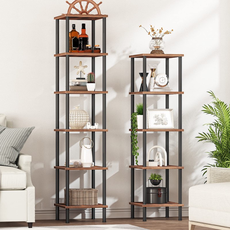 HOOBRO 5-Tier Corner Shelf Stand, Corner Square Rack Display Shelf,
