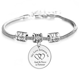 YEEQIN Aunt Gifts From Niece Aunt niece Bracelet Jewelry The Love Between An Aunt And Niece Is Forever Bracelet(Aunt Niece)