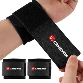 Camewin 2 Pack Muñequeras de Soporte Ajustables, Soporte para Gimnasio y Levantamiento de Pesas, Transpirable y Cómoda para Hombres y Mujeres