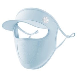 MagnuesTch UV Protection Hat, Face Cover, Sunshade Hat, UV Protection, UV Face Cover, Sun Protection, Foldable, Mask Strap, Adjustable Length, Sun Shade Cover, Cool, Sweat Absorbent, Quick Drying, No Stiffling, Washable, Reusable (Blue)